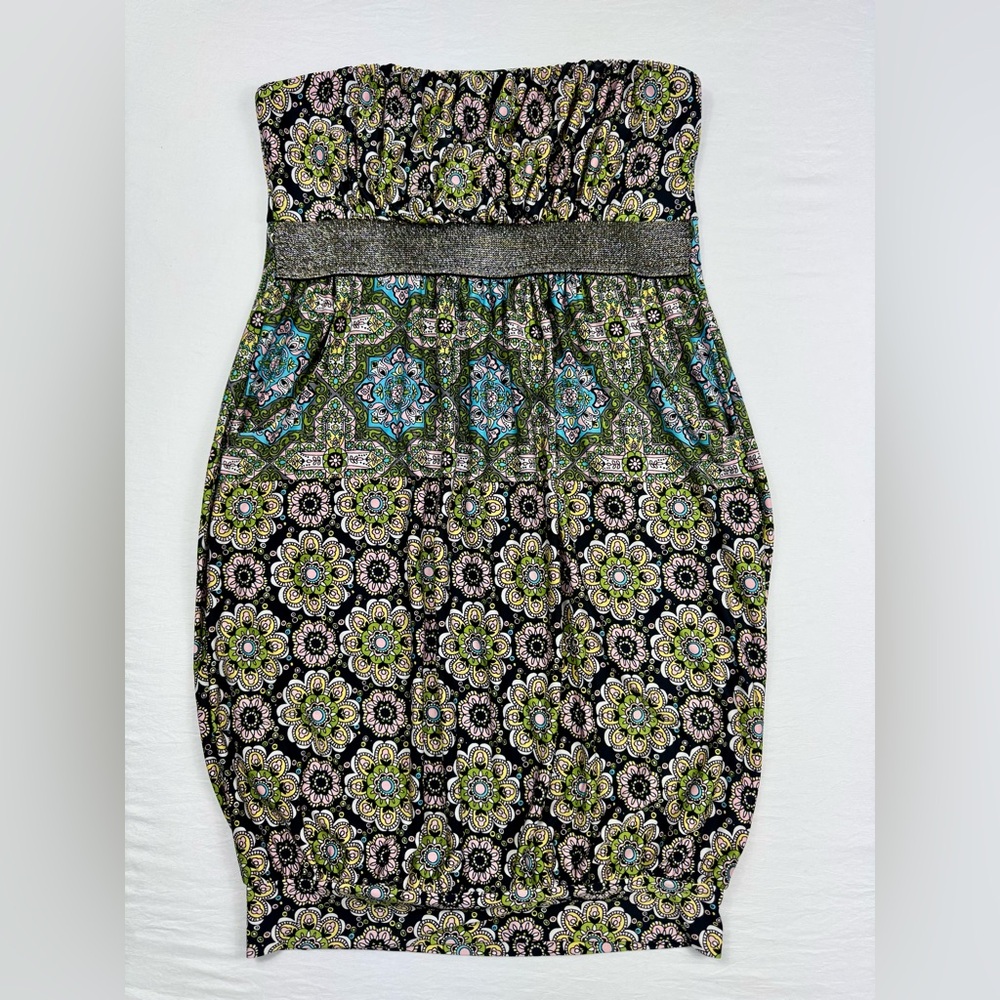 Authentic Y2K Baby Phat Bubble Hem Tube Dress McBling Paisley‎ Floral Mini Small - Picture 2 of 13